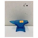 Vntg blue glass toothpick holder