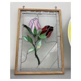 Stained glass rosebud sun catcher
