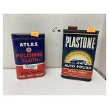 Vntg polishing cloth, tin, & auto polish can