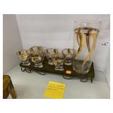MCM Gold Leaf Elegant Barware Glass Set