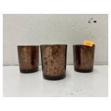 Trio brown glass votive cups