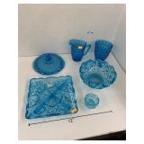5cnt Blue Glass and Lid