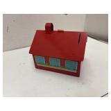 Vintage LMetal Schoolhouse Coin Bank NO KEY