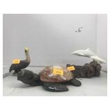 Figurines, Dolphins by John Perry, Turtle,