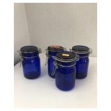 4cnt Blue Glass Canisters