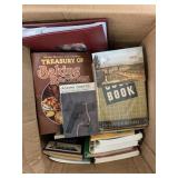 Box of cookbooks and misc