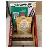 Box of cookbooks and misc