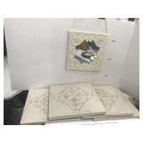 4 Metal Wall Decorations and Metal mirror