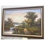 Framed Signed Painting on Canvas - C. Freeman