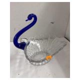 VTG MARTINSVILLE CRYSTAL OVAL COBALT BLUE SWAN