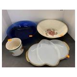 Fire Kind Divided Dish, Blue Glass Bowl, Apple