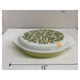 Vntg Pyrex divided 1 1/2 qt casserole w/ lid