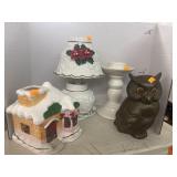 Ceramic Lamp, Candle Holder , House, & Owl
