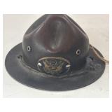 VINTAGE METAL BOY SCOUT HAT COIN BANK w/ key