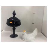 Glass Eye Vintage Hen On Nest Top Only & VTG