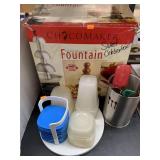 Chocolate Fountain, Containers, Utensils and Vase