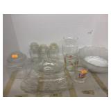 Shot Glass, Glass Jars, Misc Group Lot