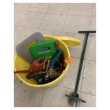 Gardening Tools, Gloves, Plastic Bucket