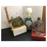 3 Avon Bottles with Boxes, Steam Engine, Golf,