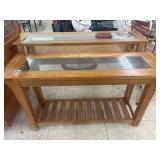 2 Glass Top Entry Tables both approx 4 ft Long