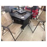 Propane Fire Pit (Metal) & 4 Chairs - no propane