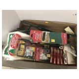 Flat of Holiday items, Tree Bags, Light Wind ups