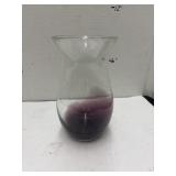 Purple clear bubble glass vase