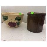 WATTS POTTERY AppleMixing Bowl & Brown Crock