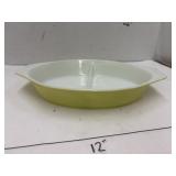 Vintage Yellow & White Pyrex Divided Oval Dish
