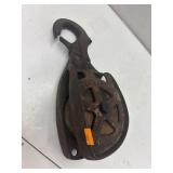 Vintage Cast Iron Single Wood Pulley Hook