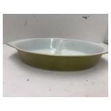 Vintage Pyrex Olive Green Divided Casserole Dish
