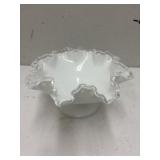 Vintage Fenton Silver Crest Ruffled Edge Compote