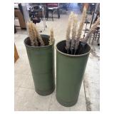 2 Large Cylinders w/ Faux Decor