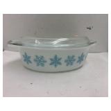 Vintage Pyrex White & Turquoise Snowflake