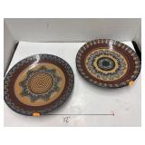 2 Glazed Pottery Plates