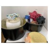Hat Box, Hats, Styrofoam Mannequin Head (attached