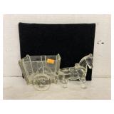 Vntg pressed glass candy dish (pony & cart)