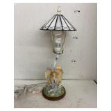 Angel lamp with stained glass shade