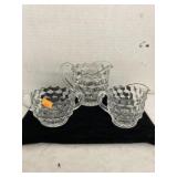Vntg Fostoria sugar bowl & creamers