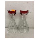 Vntg Anna Hutte glass candle holders