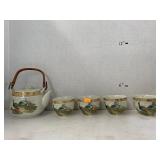 Peacock Teapot and 4 Cups