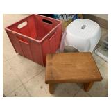 2 stools and crate