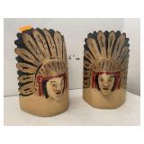 Wooden Native American Bookends