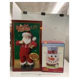 Dancing Santa and Snowman Candle Holder