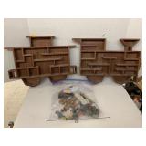 Wooden train shelves and train decor
