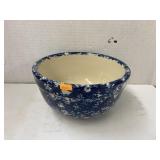 Cobalt sponged stoneware bowl