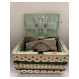 Vntg Sewing Basket with Sewing Supplies, JC Penny