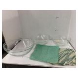 3 Glass Nesting Bowls, Furaflex, And 2 Wash