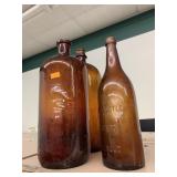 Vntg 3 Brown Bottles