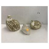 Trio of ceramic quails